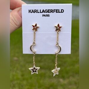 NWT Karl Lagerfeld Stars and Moon Linear Earrings